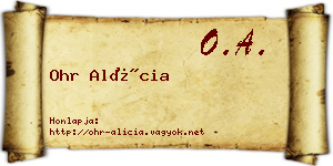 Ohr Alícia névjegykártya